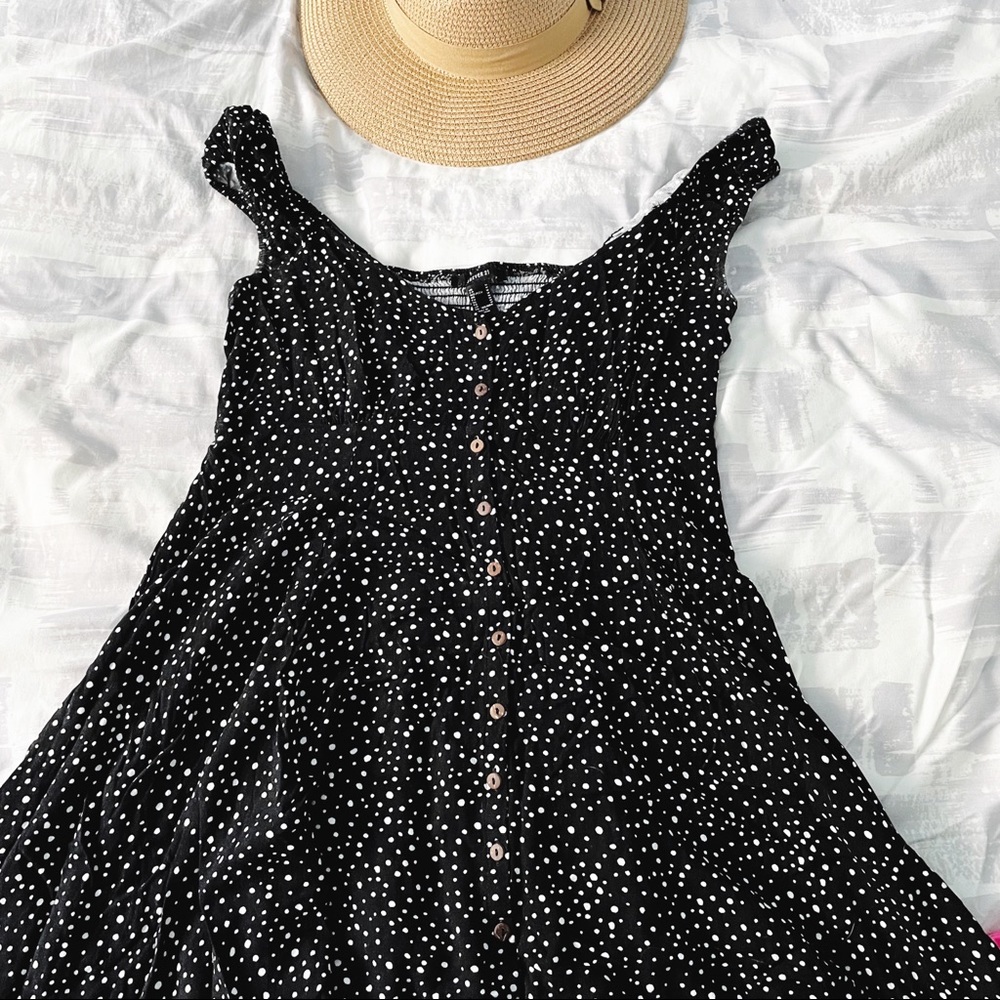 Black Spotted Midi-Dress